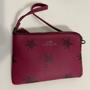 Coach Shooting Stars Wristlet Zipper Wallet Plum Purple